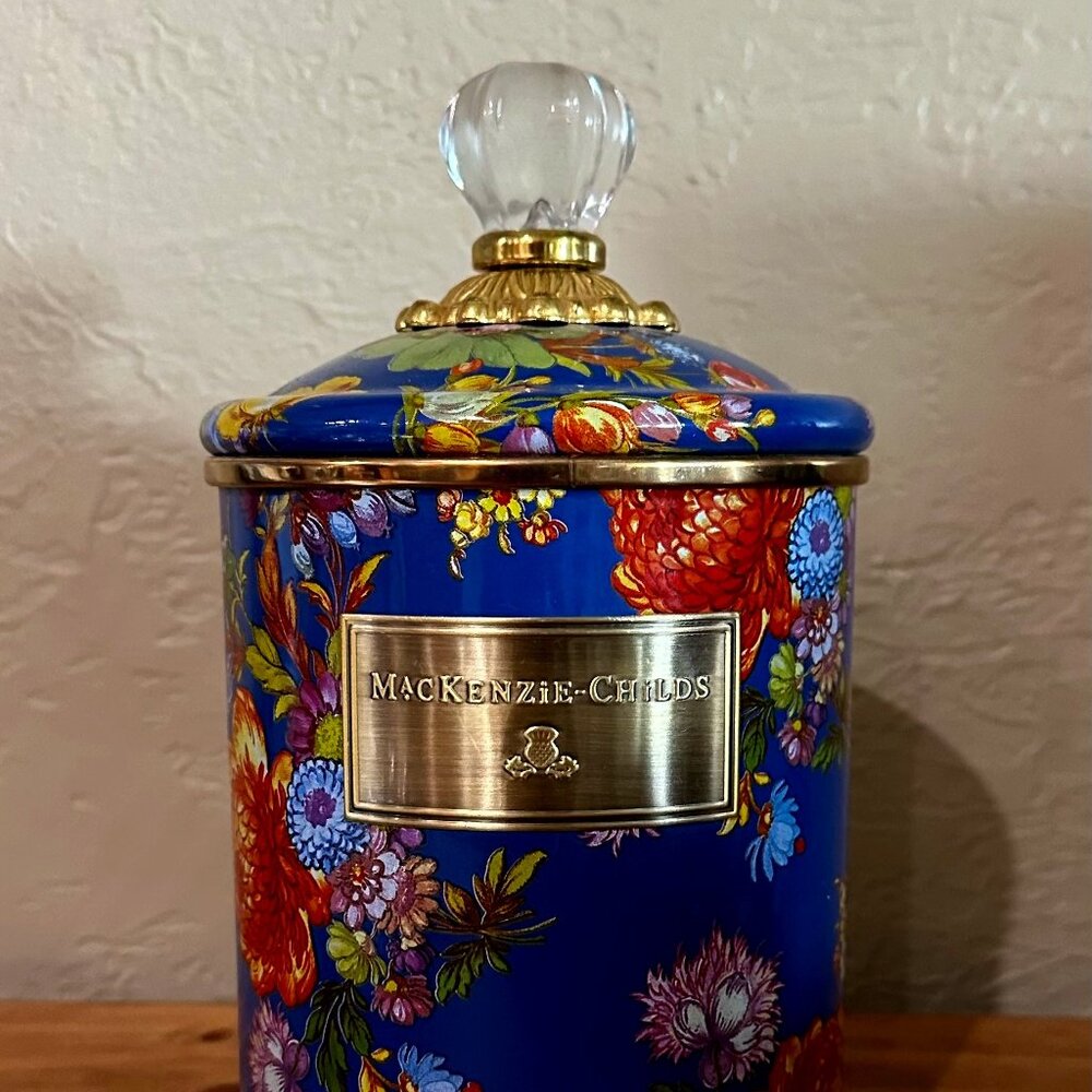 MacKenzie-Childs Blue Floral Canister - Medium